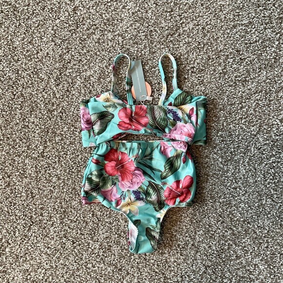 NWT Bailey's Blossoms Tie Front Floral Swimsuit‎ 18-24 Months Bathing Suit - Picture 3 of 3